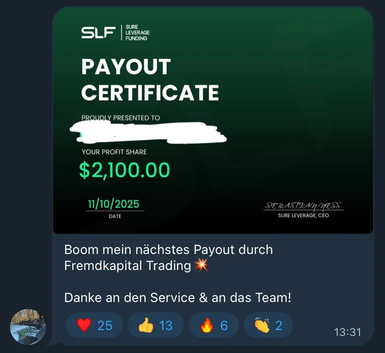 Payout Certificate $2,100